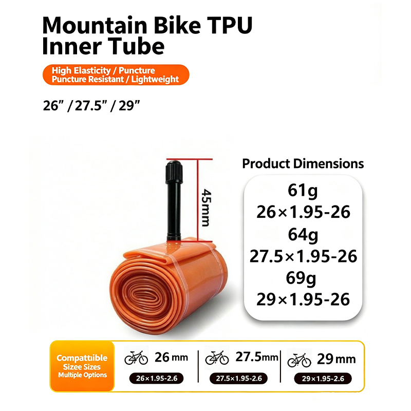 Mountain Biking Tube - Mountainbike TPU-Schlauch 26/27,5/29x1,95-2,6 Zoll Mountainbike-Reifen Schrader-Ventil
