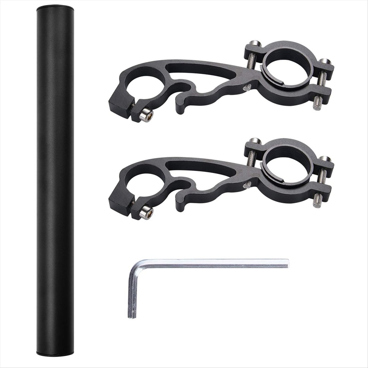 Mountain Biking Tube - A61P 25CM Schwarzer Rohr-Fahrradlenker-Verlängerer Mountainbike-Fahrrad-Scheinwerferhalterung Lampenhalterung